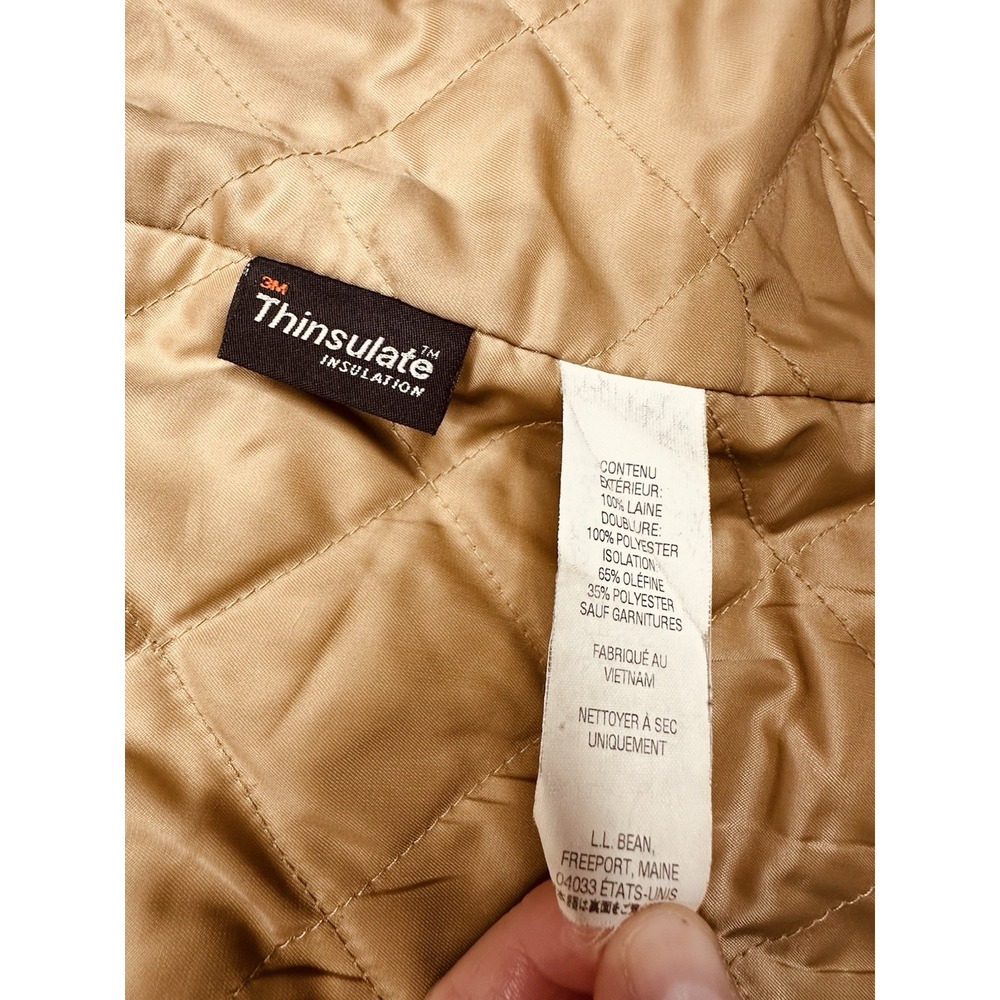 Women's LL BEAN Wool Hooded Beige BELLANDI Toggle Pea Coat Italy L/XL 294400 - Picture 7 of 11